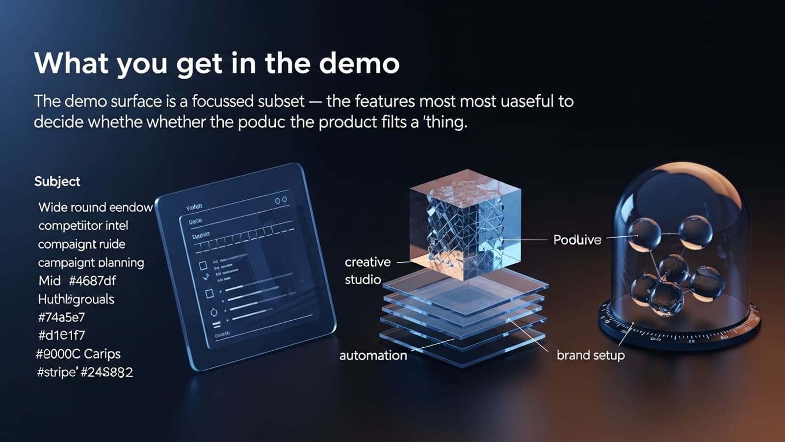 A side by side comparison of demo and full workspace capabilities