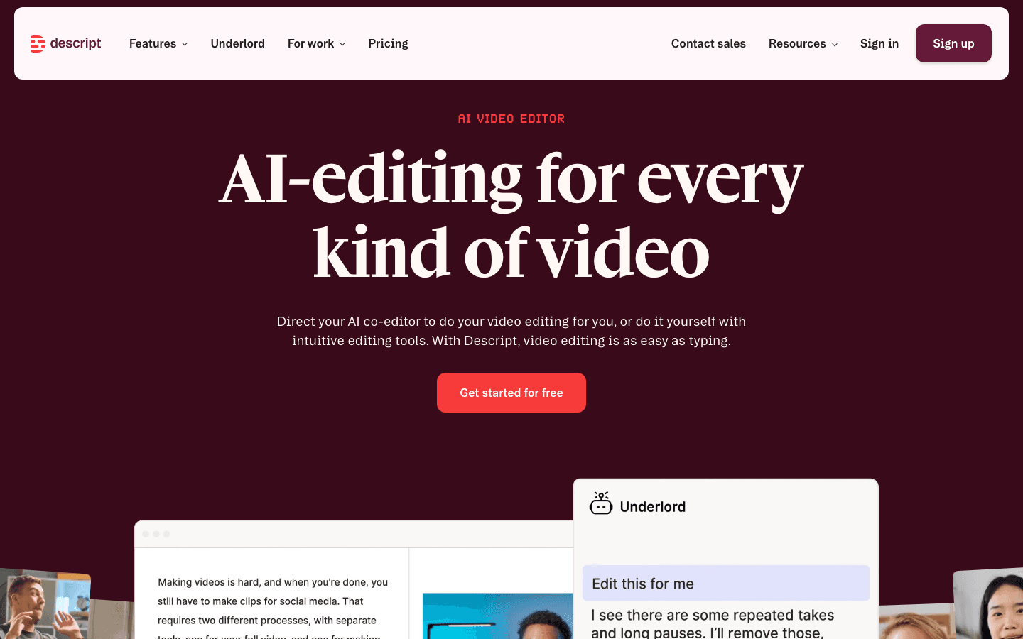 Descript product page